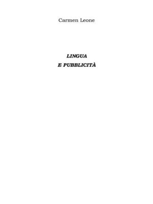 cover image of Lingua e pubblicità
